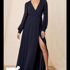 Lulus wrap dress navy blue bridesmaid